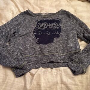 Almost Famous Owl 🦉 Blue and Gray Knit Top